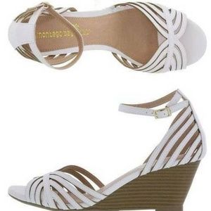 Womens White Strappy Heel Wedge Sandals- 13